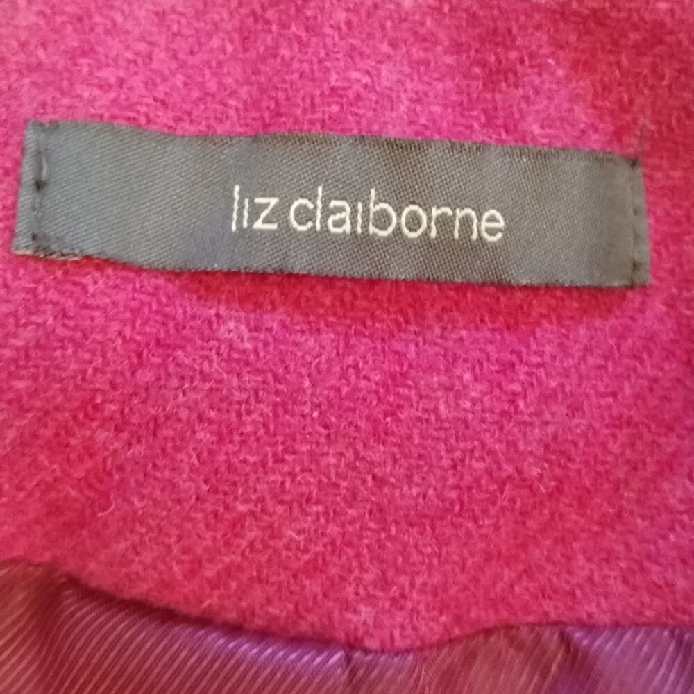 Vintage 1990s Liz Claiborne Raspberry Pink Tweed Soft Wool Fitted Blazer 10 - Picture 3 of 14
